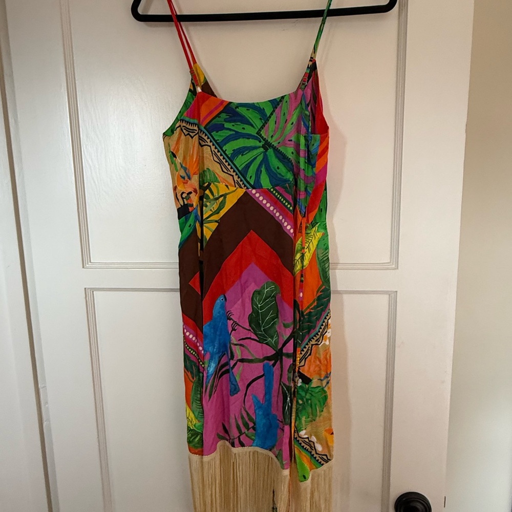 FARM Rio Multicolor Tropical Fringe Wrap Dress - Picture 8 of 8